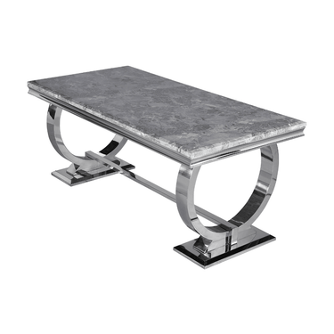 Luxurious Arriana Dining Table with Glass or Marble Top & Polished Stainless Steel Base - UK Luxury Furniture
